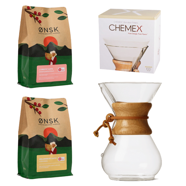 ØNSK kaffeposer og chemex med filtre