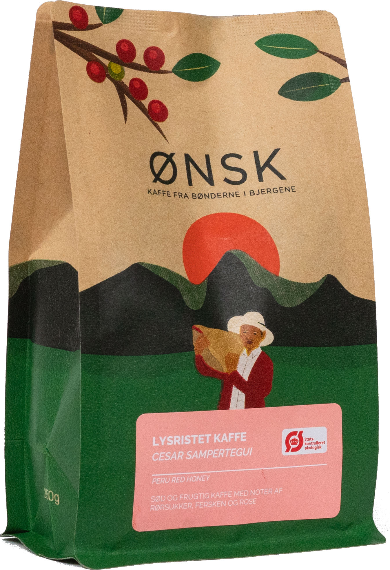 ØNSK Kaffepose med lysristede og økologiske kaffebønner i fra Cesar Sampertegui