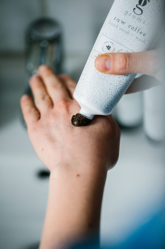 raw coffee hand scrub and wash