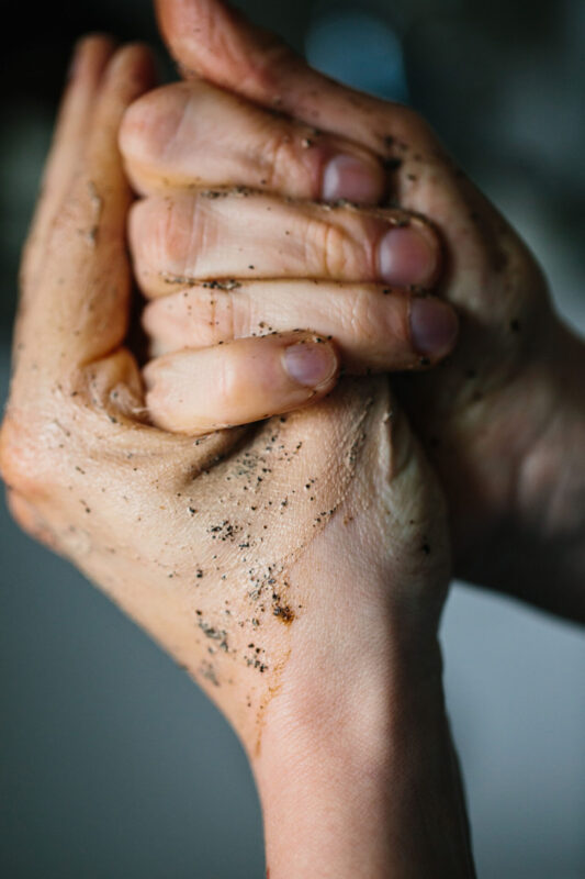 raw coffee hand scrub and wash